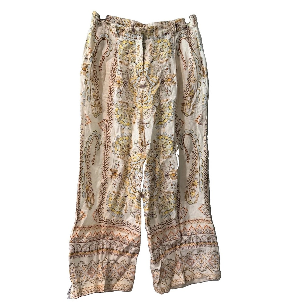 Magaschoni Coastal Cowgirl Wide Leg Pants Womens Size L Cottagecore Countryside
